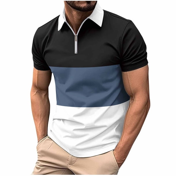 Mangas de Mano para Hombres Cremallera Color Bloqueo Flip Collar Versatile sin Mangas, Desgaste Al Aire Libre Casual para Hombres