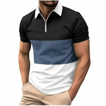 Men's short-sleeved golf polo shirt Colorblock lapel refreshing and versatile casual sports polo shirt