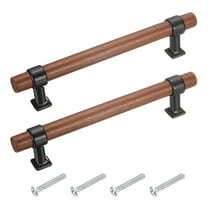 2 Pcs Wood Drawer Pulls T-Bar 128mm/5" Hole Center Dresser Drawer Knobs Double Hole with Screws, Black/Dark Brown