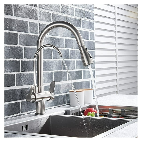 Water Filter Faucet Kitchen Faucets Dual Handle Filter Faucet Mixer 360 Degree Rotation Water Purification Feature Taps