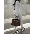 thumbnail image 2 of Women's Casual Solid Color Zipper Front Long Sleeve Stand Collar Jumpsuit, 2 of 5