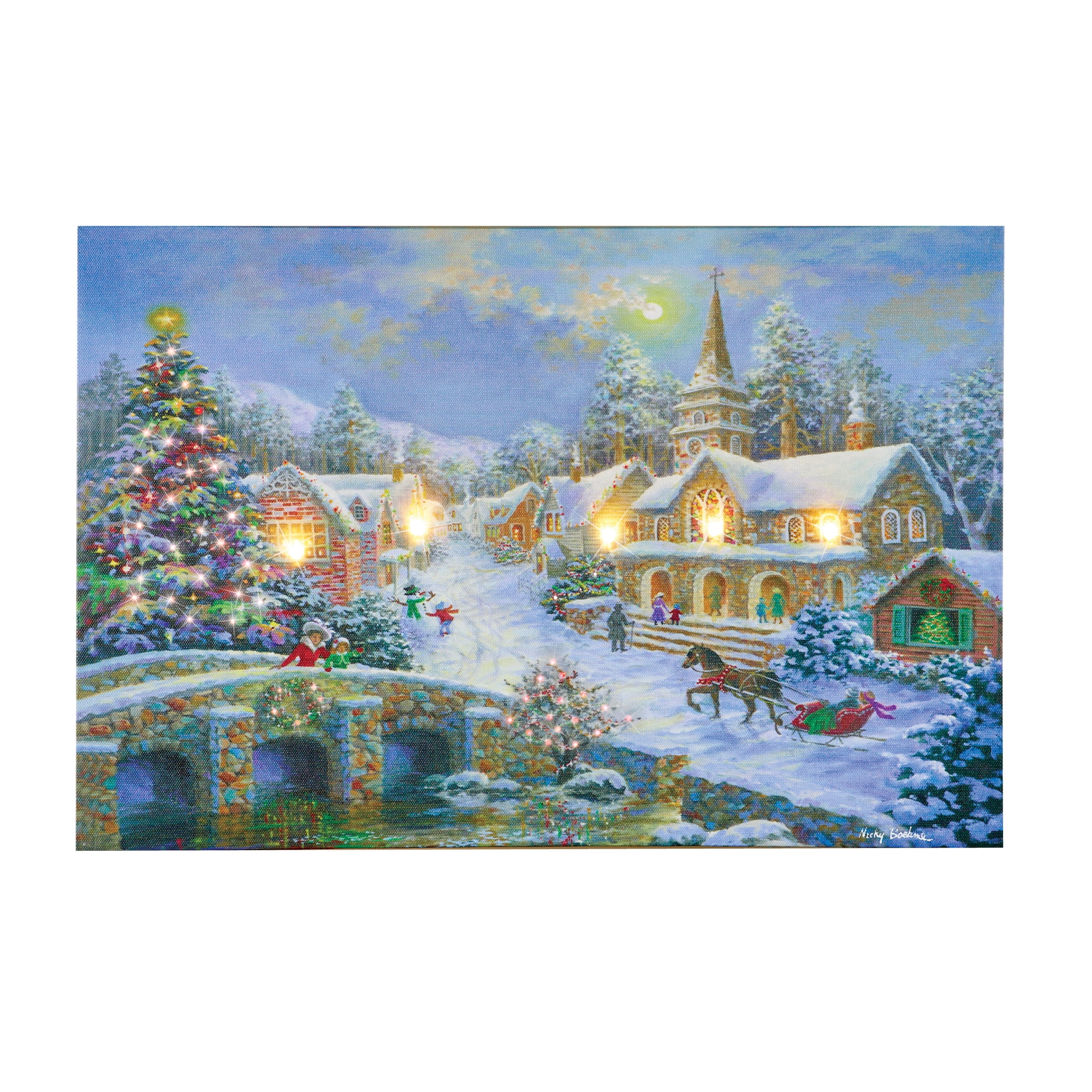 Heaven and Earth Village Lighted Canvas Wall Art - Christmas Home Decor