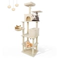 thumbnail image 1 of Gymax 80'' Tall Cat Tree w/2 Condos Sisal Scratching Posts Plush Perch Hammock Basket Beige, 1 of 10