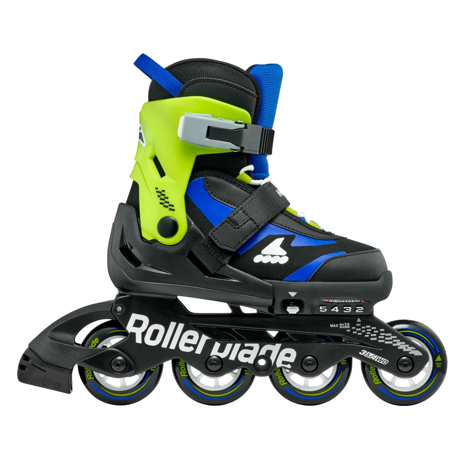 ROLLERBLADE Kids' Microblade Skates, Color: Black/Blue, Size: 2-5