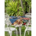 thumbnail image 2 of Outdoor Tablecloth with Umbrella Hole and Zipper, Christmas Pine Round Table Cloth 54 Inch Waterproof Tablecloth, Candy Cane Sage Leaves Retro Beige Picnic Table Cover for Patio Camping, 2 of 7