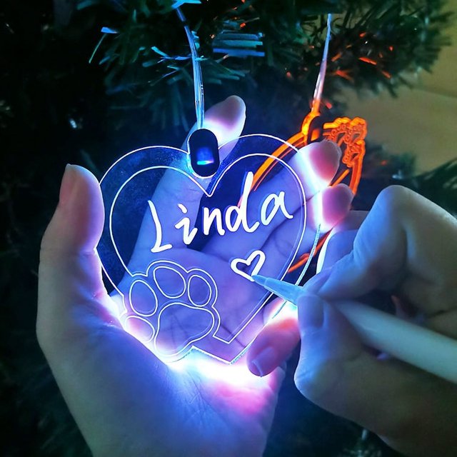 Bolígrafo para escribir, colgante acrílico luminoso, regalos de Navidad, casa personalizada, regalos de Navidad en blanco con mi nombre