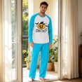 thumbnail image 5 of Dwelliawo Two Piece Mens Halloween Pajama Set, Raglan Crew Neck Color Block Outfit, Skin Friendly Soft Sleepwear For Home Holiday Sky Blue XL, 5 of 6
