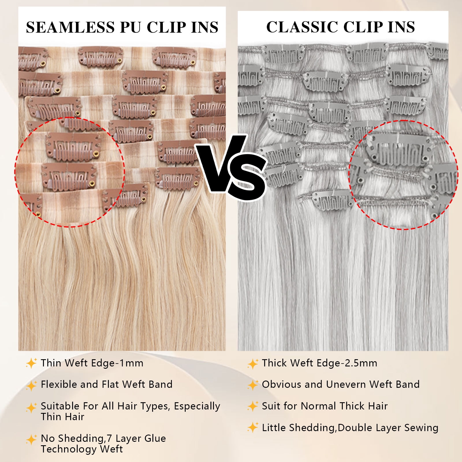 PU Clip In Hair Extensions P18A/60A# 160g 18inch