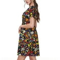 thumbnail image 2 of Naloa Spring And Summer Flowers Print Womens Summer A-Line Dress with Pockets,Short Sleeve Dresses,Flowy Beach Swing Dress for Vacation Travel, 2 of 6