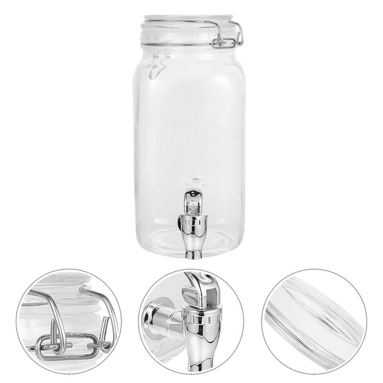 1pc Large Capacity Glass Juice Dispenser Beverage Container With Tap