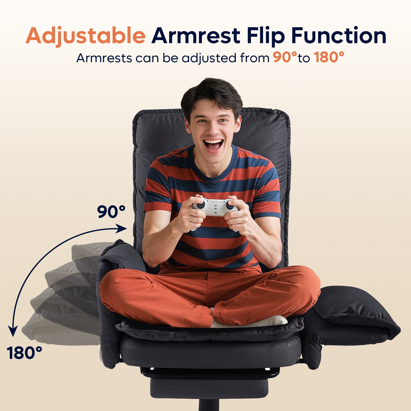 Bestier Big and Tall Executive Office Chair with Footrest and Flip-Up Arms, Ergonomic Reclining High Back Criss Cross Chair with Side Pockets, Height Adjustable, Black