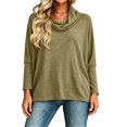 thumbnail image 4 of yillto Womens Cowl Neck Shirts Loose Long Sleeve Plain Blouses Fashion Dressy Work Tops Outfits, 4 of 6
