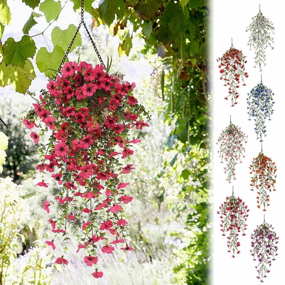 Artificial Flowers Violet Wall Hanging 30x10 Inch Silk Flower Garland for Ceiling Border Decoration Home Living Room Wedding Party Hanging Basket Props by PALIFEUR