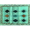thumbnail image 1 of Ahgly Company Machine Washable Indoor Rectangle Abstract Turquoise Blue Contemporary Area Rugs, 7' x 10', 1 of 4