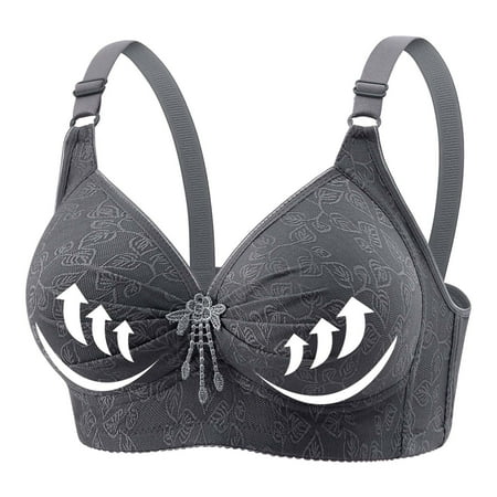 GERsome Comfortable Full Coverage Bra for Women Wireless Bras with Soft Support Plus Size Everyday Bras 1PC#Gray XXXL