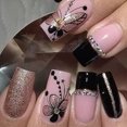 thumbnail image 1 of 24Pcs Press On Acrylic Nail Tips With Flower Design Brown Full Cover False Nails For Manicure, 1 of 10