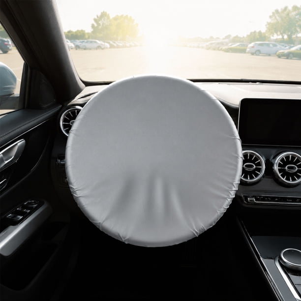Funda parasol para volante de coche de 42 cm, tela de aislamiento térmico con material reflectante para tablero de instrumentos y accesorios del vehículo.
