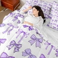 thumbnail image 4 of jejeloiu Cartoon Cute Bow 7-Piece Twin Bedding Sets,Purple White Bedding Comforter Set For Teens Reversible, 4 of 8