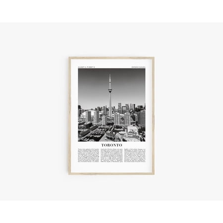 Toronto Travel Poster Black White Canada CN Tower Porch Display, Unframed Paper Poster 8x10in