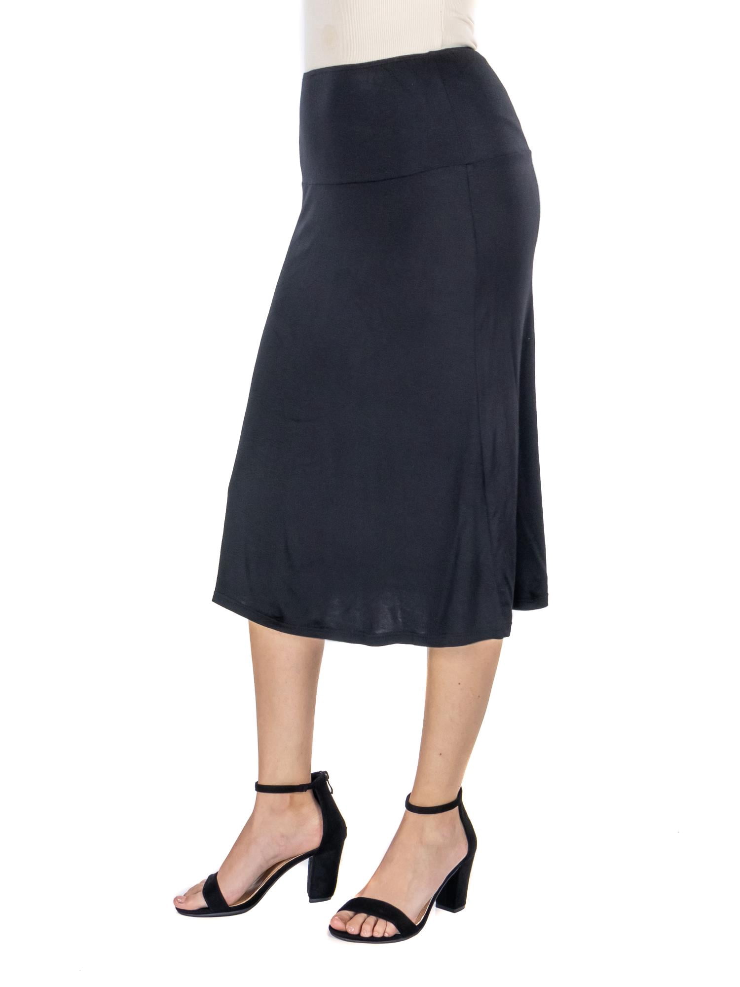 24/7 Comfort Apparel Womens A Line Elastic Waist Knee Length Skirt