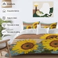 thumbnail image 4 of Sunflower Duvet Cover Set, Yellow Spring Flora Botanical Teal Brown Wooden Soft Duvet Cover Twin Size Bedding Set 4 Pieces, 1 Quiltcover and 2 Pillowcases with Zipper, 1 Bed Sheet for All Seasons, 4 of 9