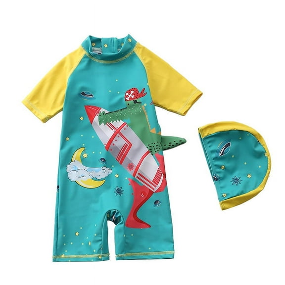 Baby Toddler Boys One Pieces Swimsuit Set Boys Swimwear With Swim Cap Dinosaur Bathing Suit Rash Guards Beach Wear A21