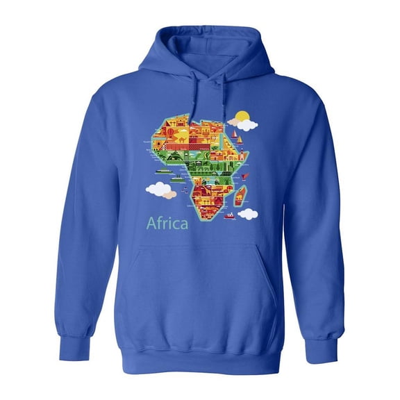 Colorful African Map Cartoon Hoodie Men -Image by Shutterstock, Male Medium