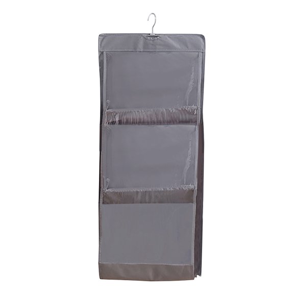 Hanging Bag Storage Organizer with PVC Windows, 6 Compartment Closet Door Organizer for Purses Hats Accessories, Grey, By Preplabs
