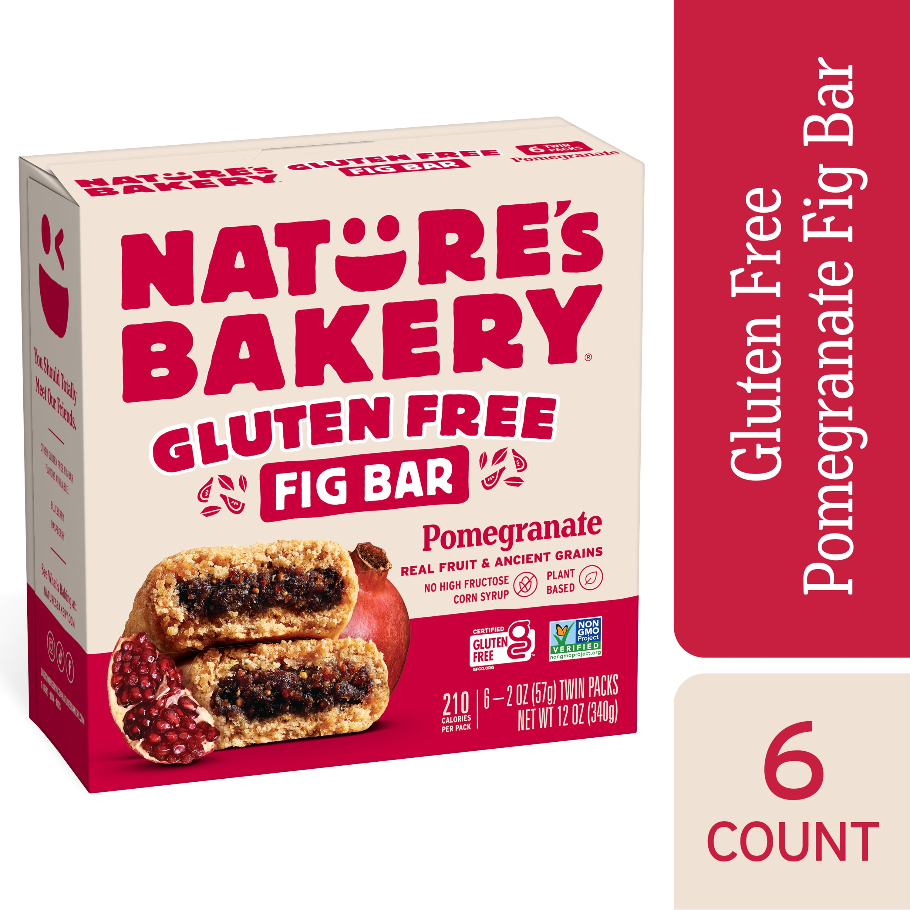(3 pack) Nature's Bakery Gluten Free Pomegranate Fig Bars, 6 Twin packs, 2 oz Each