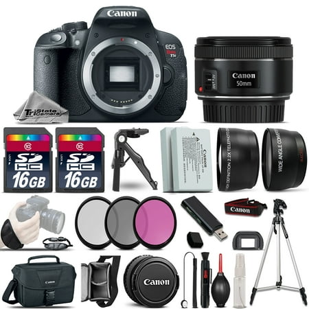 Canon EOS Rebel T5i 700D SLR Camera + 50mm 1.8 STM -3 Lens Kit + 32GB + EXT BATT