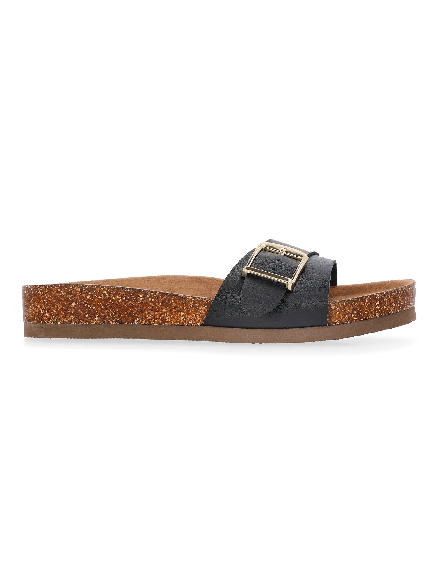 Time and Tru Women's One Buckle Footbed Slide Sandals