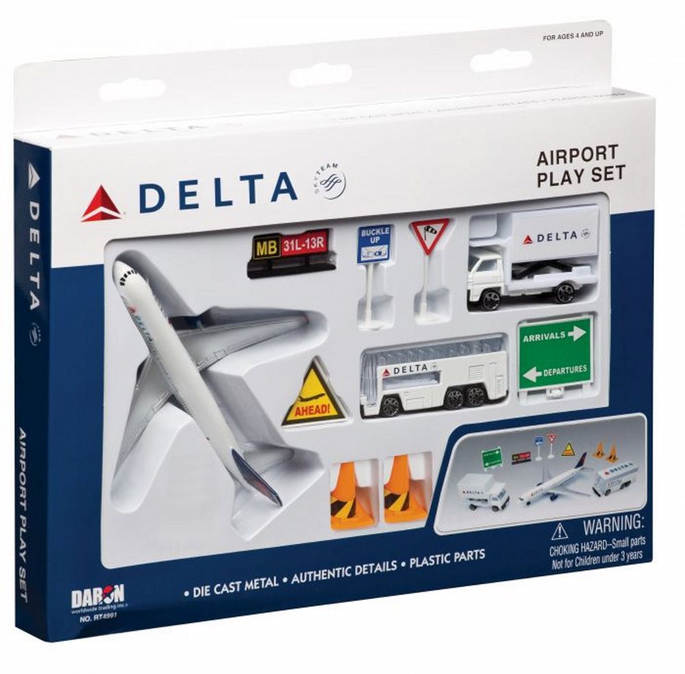 Toy Airplane Playset - Airport Playmat with Three 5.5' Diecast Model Planes & Accessories - Delta, Southwest, Jetblue Airlines - image 2 of 5