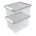 thumbnail image 3 of Storex Portable File Tote with Locking Handles, Letter/Legal Files, 18.5" X 14.25" X 10.88", Clear/Silver, 3 of 6