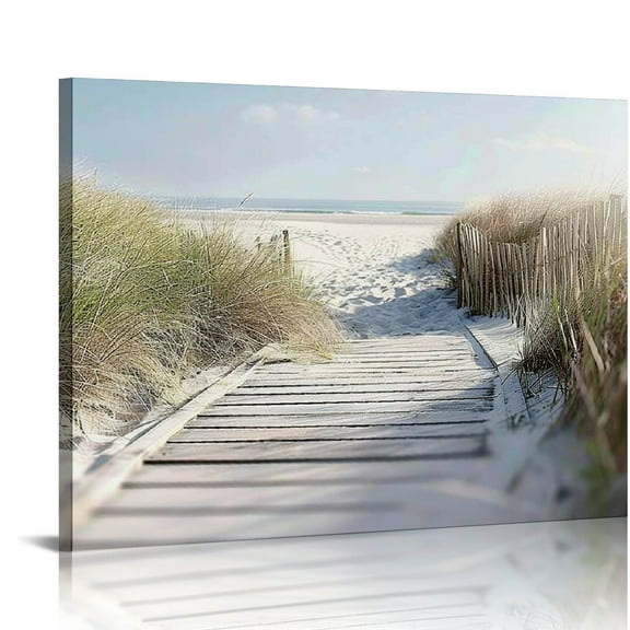 Shiartex Beach Canvas Wall Art Prints: Coastal Seascape Picture Road to Beach Artwork Painting on Canvas for Living Room 20x16 in/16x12 in