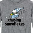 thumbnail image 3 of Peanuts - Snoopy & Woodstock Chasing Snowflakes Christmas - Toddler And Youth Long Sleeve Graphic T-Shirt, 3 of 6