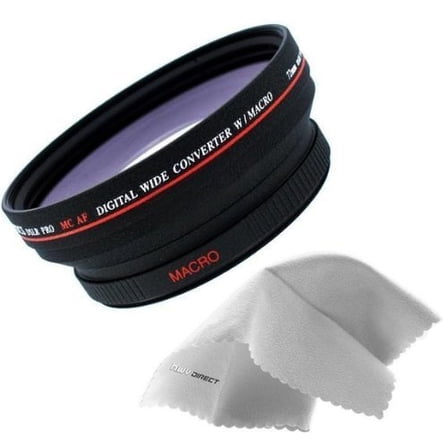Canon XF300 0.48x High Definition Wide Angle Lens (72mm) Made By Optics   Stepping Ring 82-72mm   Nwv Direct Micro Fiber Cleaning Cloth