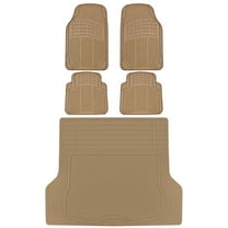BDK Car Floor Mats with Large Cargo Trunk Mat, Heavy Duty Rubber Protection, Black Beige Gray