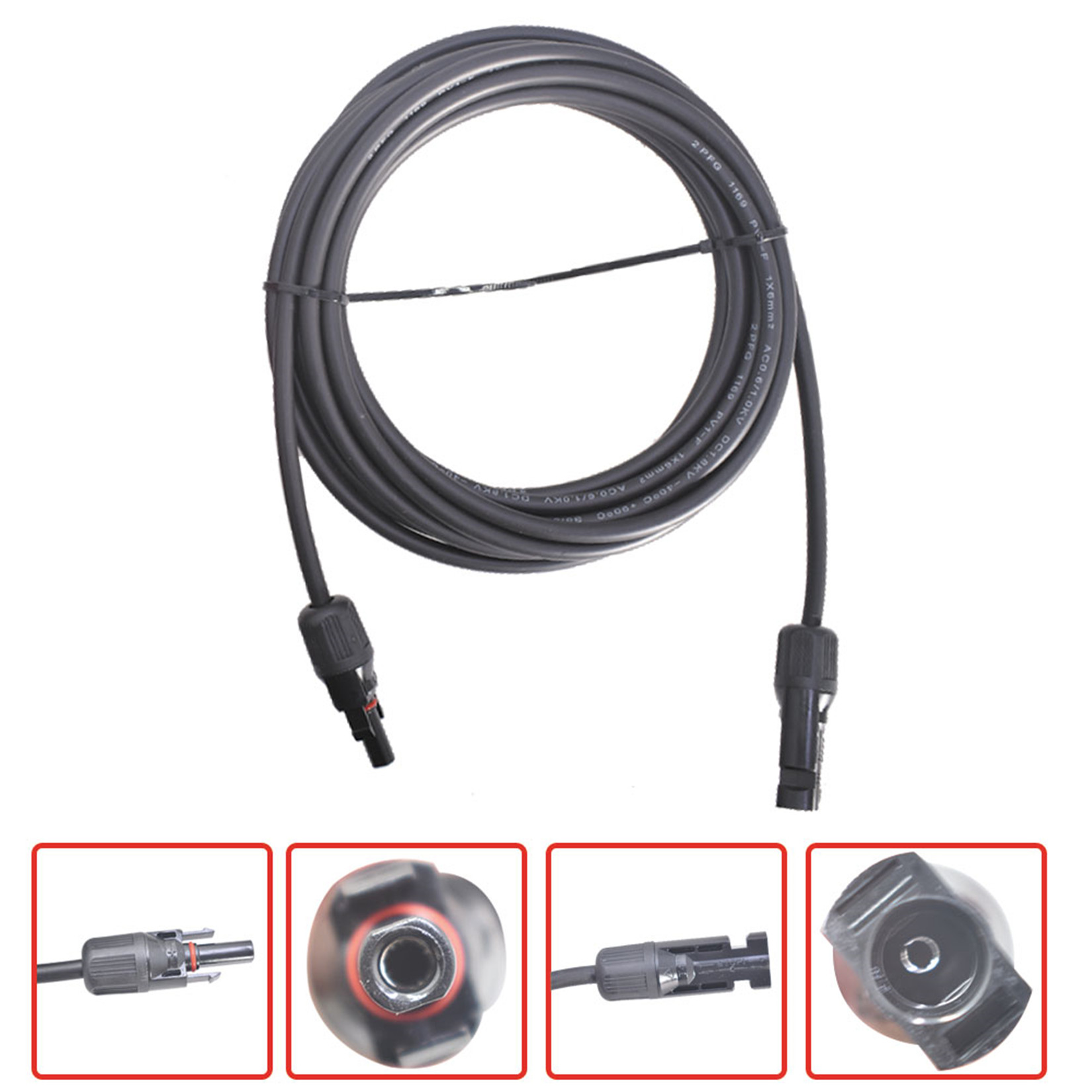 findmall 15FT 10AWG Black + Red 10 Gauge Solar Panel Extension Cable Wire with Female and Male Connector Solar Connector