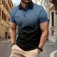 thumbnail image 7 of kpoplk Men's Short Sleeve Polo Shirts Casual Slim Fit Zipper Plaid Polo T Shirts Navy,S, 7 of 7