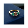 thumbnail image 3 of Gem Stone King 2.19 Ct Oval Red Tiger Eye Green Nano Emerald 18K Yellow Gold Plated Silver Ring, 3 of 4