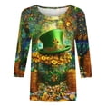 thumbnail image 2 of TaTaai St. Patrick's Day Women's Casual Print Round Neck 3/4 Sleeve T-Shirt Loose Top Gift, 2 of 5