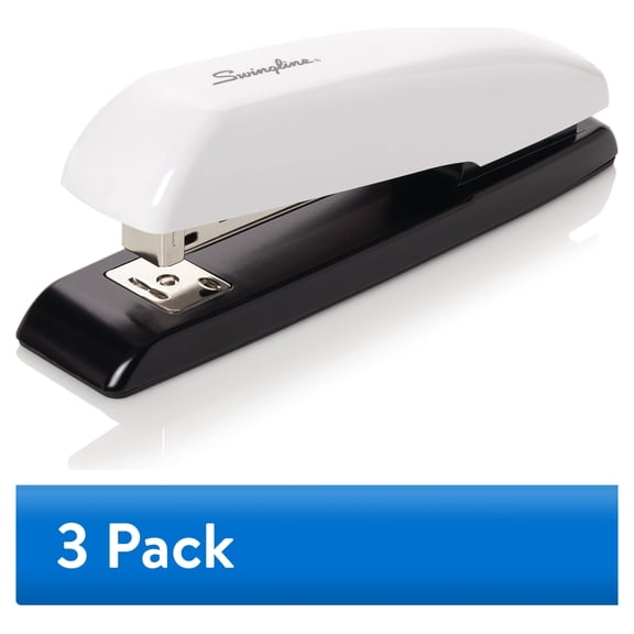(3 pack) Swingline Manual Durable Desk Stapler, Antimicrobial, 20 Sheets, Black/White