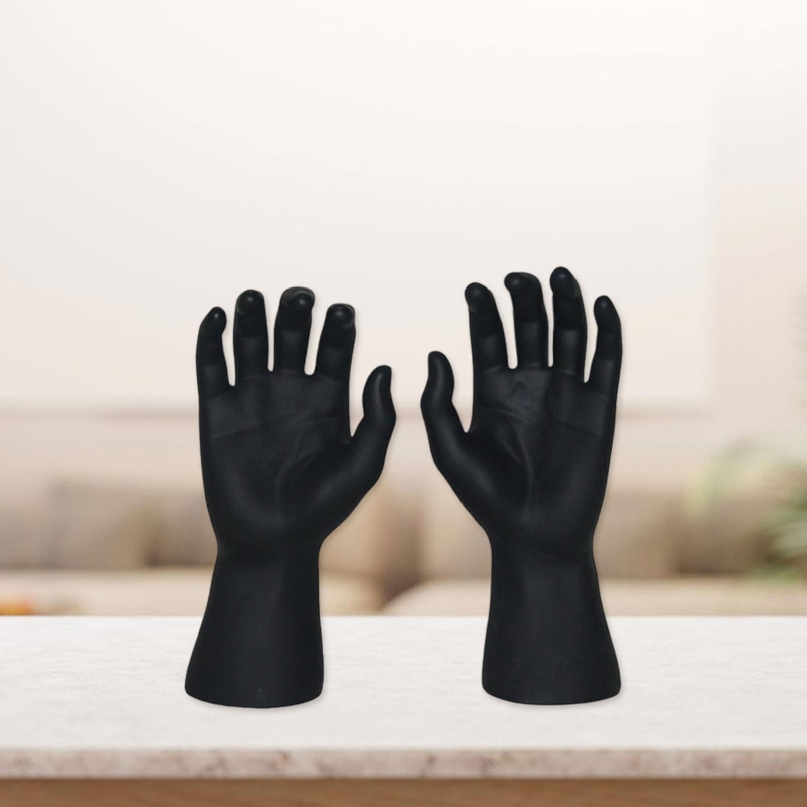 Dualoai Male Hand Models Decorative Easy to Clean Maintain PVC Human Hand Mannequins Black
