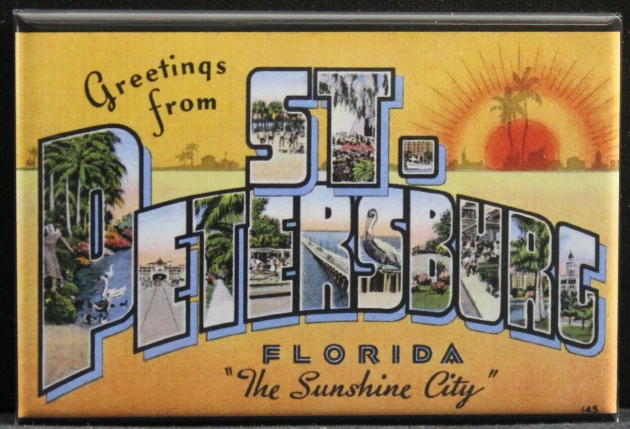 Greetings From Florida Vintage Postcard 2" X 3" Fridge Magnet. 