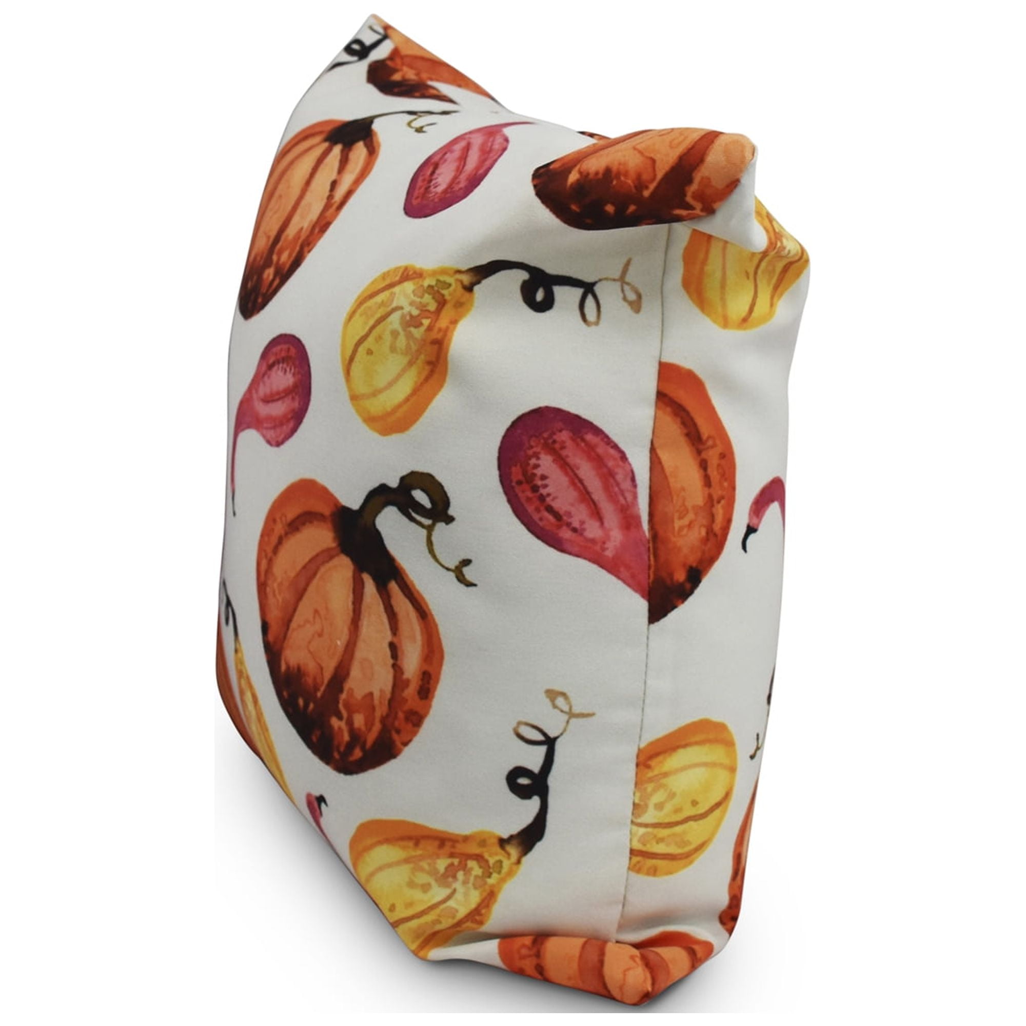 18 Inch Gourds Galore Cream Fall Print Decorative Throw Pillow
