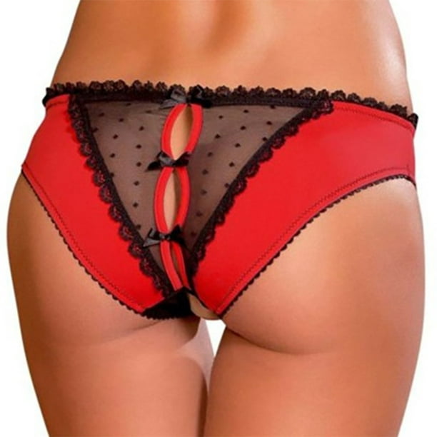 Women Sexy Thongs Open Crotchless Underwear Night Knickers G