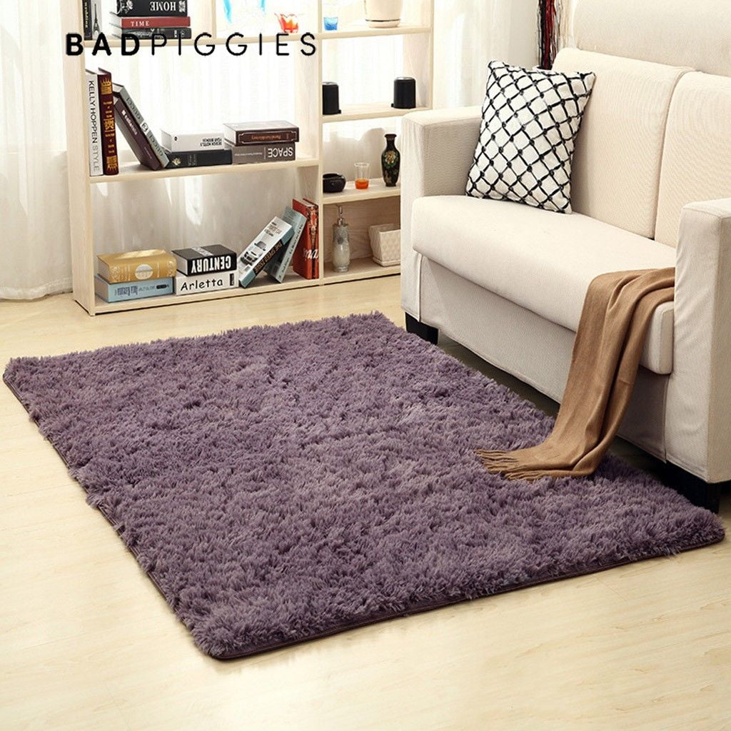 D1BE Long Plush Rug Oval Artificial ComfortableSoft Super Soft Hairy Floor Mat 