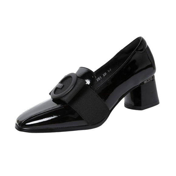 Zapatos de Tacón Bajo Y Grueso para Mujer, Zapatos de Boda con Punta Cerrada, Zapatos de Tacón Informales a La Moda, Zapatos Sin Cordones Negro