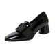 thumbnail image 1 of Zapatos de tacón bajo grueso para mujer, zapatos casuales de moda, zapatos de punta cerrada para bodas Negro, 1 of 9