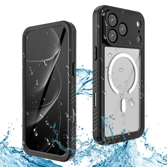 Dteck for iPhone 17 Pro Max Magnetic Waterproof Case , Built-in Lens & Screen Protector 360° Full Body Heavy Duty Compatible with Mag Safe Shockproof IP68 Underwater Cover ,Black
